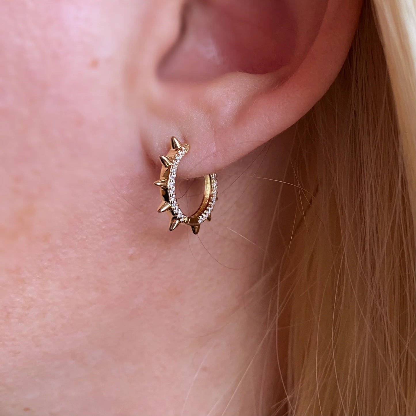 18K Gold Filled Spike Hoop Earrings