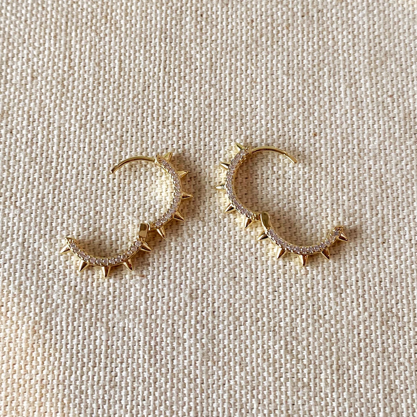 18K Gold Filled Spike Hoop Earrings